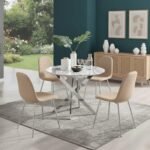 Round Table With Chairs and Silver Legs