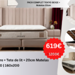Complete Pack TOKYO Beige Storage Bed + 20cm Mattress