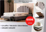 Complete Pack NATURA Grey & Beige Storage Bed + 20cm Mattress