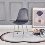 4 Scandinavian Velvet Chairs with Chrome Legs