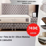 Complete Pack LAGOS Grey Storage Bed + 20cm Mattress
