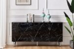 Baroque Buffet, Lacquered Marble Top, Chrome Legs - Image 2