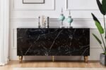 Baroque Buffet, Lacquered Marble Top, Gold Legs - Image 4