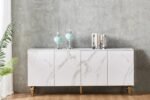 Baroque Buffet, Lacquered Marble Top, Gold Legs