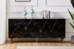 Baroque Buffet, Lacquered Marble Top, Gold Legs - Image 3
