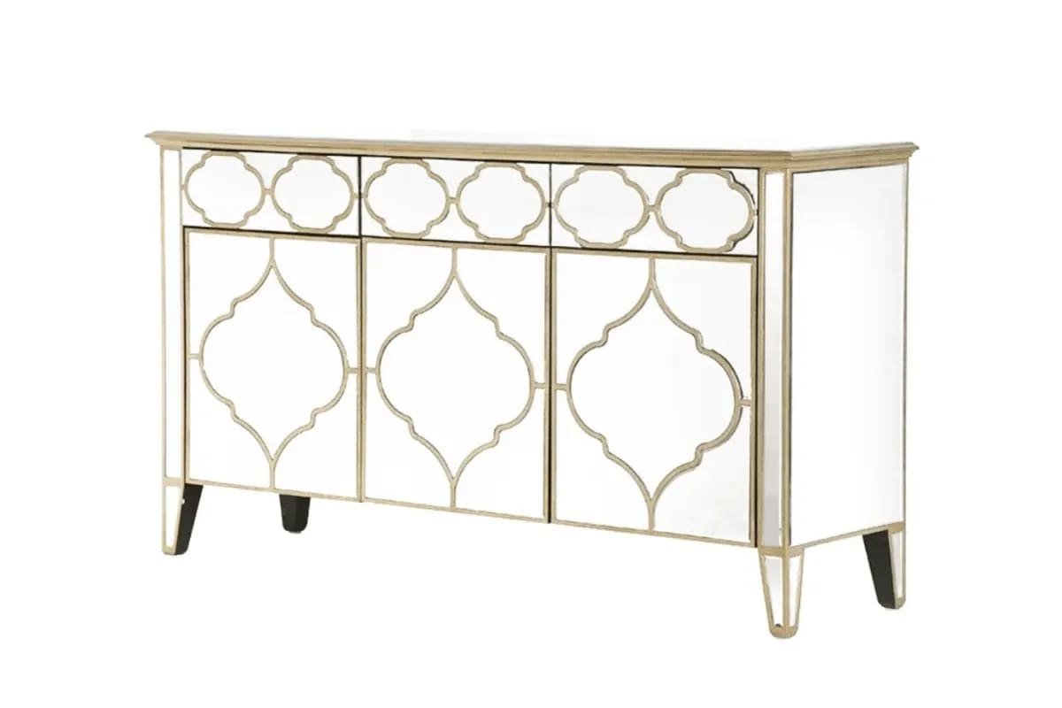 Venetian Mirror Buffet with 3 Doors, 153x41x86 cm