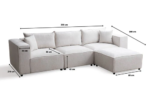 Elegance Chenille Modular Sofa Off-White 3+1 Ottoman - Image 4