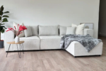 Elegance Chenille Modular Sofa Off-White 3+1 Ottoman - Image 7