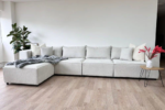 Elegance Chenille Modular Sofa Off-White 4+1 Ottoman - Image 6