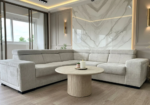 Karola Convertible Sofa in Marbella Cream and Anthracite Fabric