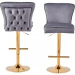 ENZO anthracite upholstered gold bar stool (2 pieces)