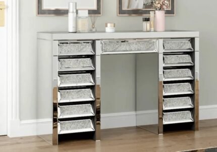 Crushed Diamond Dressing Table with 13 Drawers, 133x46x80 CM
