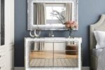 Chest of drawers with mirror and LED lighting, 120x40x80 cm