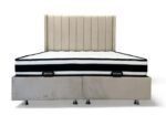 Italian Piano Beige Velvet Storage Bed - Image 3