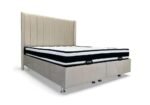 Italian Piano Beige Velvet Storage Bed