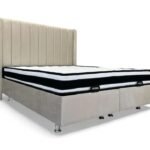 Italian Piano Beige Velvet Storage Bed