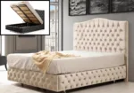 Paris Velvet Storage Bed with Upholstered Headboard 140x190 - Image 4