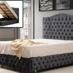 Paris Velvet Storage Bed with Upholstered Headboard 140x190