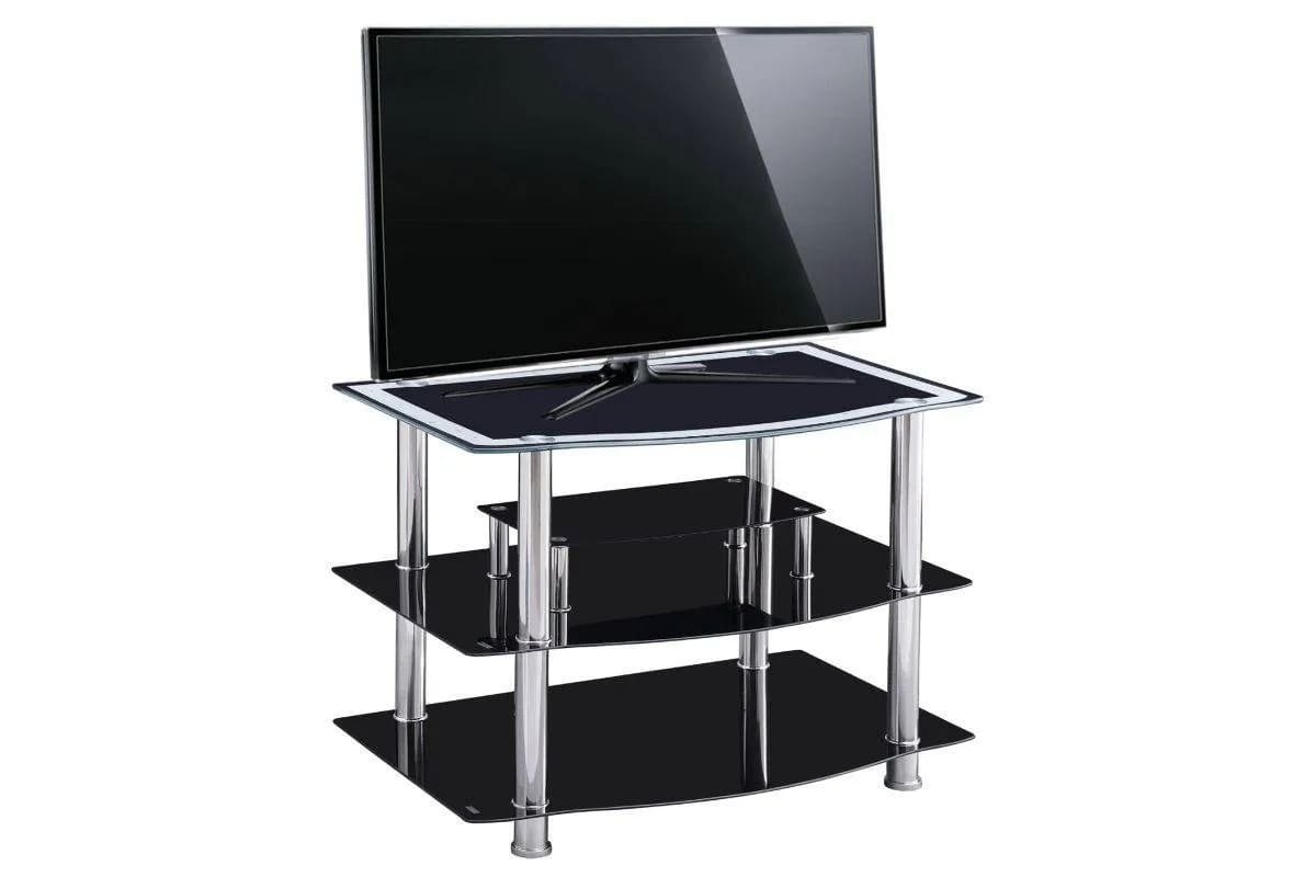 KEA Chrome TV Stand with Black Glass