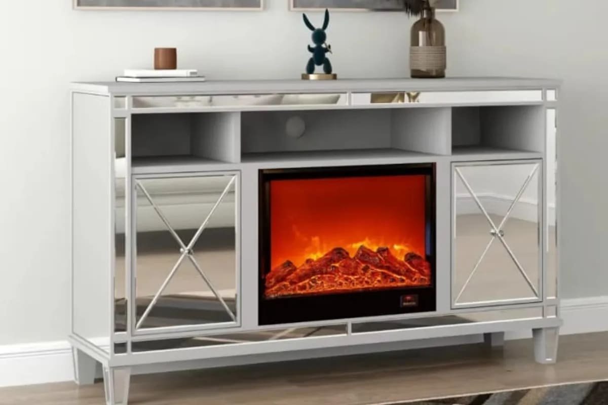 Spezia TV Stand with Fireplace, 150x40x90 cm