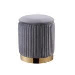 Gold Velvet Designer Pouf - Image 2