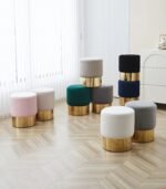 Gold Velvet Designer Pouf - Image 9