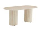 KEYSHA DINING TABLE, TRAVERTINE BASE, GLOSSY TRAVERTINE CERAMIC TOP - Image 4
