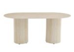 KEYSHA DINING TABLE, TRAVERTINE BASE, GLOSSY TRAVERTINE CERAMIC TOP - Image 3