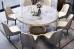 Deluxe Dining Table Gold White Marble 130X75 CM - Image 2