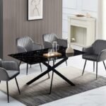 Jessica Rectangular Dining Table with Black Metal Legs
