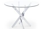 Round glass dining table with silver legs JUNE - Image 2