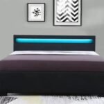 Storage Drawers Bed with LED Lights Black