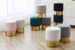 Gold Velvet Designer Pouf - Image 10