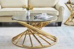 RUBY round coffee table in gold glass