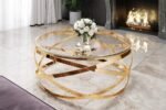EVO round coffee table in gold glass