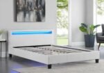 LED Bed with White Slatted Base