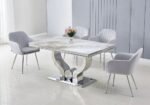 NEA table and chairs in beige and silver marble