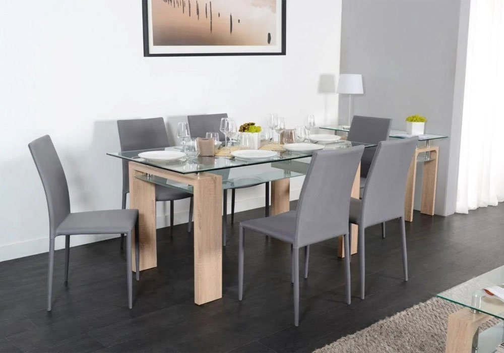 Table With 6 grey Chairs