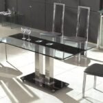 Dining table with 4-6 chrome chairs TAM