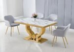NEA table and chairs in white and gold marble
