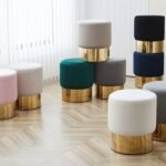 Gold Velvet Designer Pouf