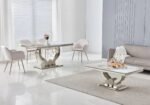 NEA beige and silver marble dining table - Image 2