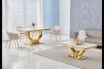 NEA white and gold marble dining table - Image 2