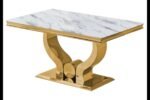 NEA table and chairs in white and gold marble - Image 4
