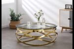 EVO round coffee table in gold glass - Image 2