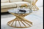 RUBY round coffee table in gold glass - Image 3