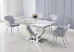 NEA table and chairs in beige and silver marble - Image 5