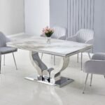 NEA beige and silver marble dining table