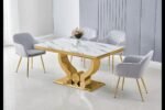 NEA table and chairs in white and gold marble - Image 5