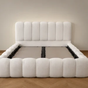 Lit Coffre 180x200 cm Velours Blanc | King Size | Lit Coffre Premium | Grand Rangement | Style Contemporain
